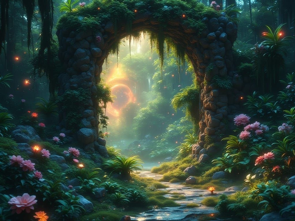Mysterious Jungle Archway to Alien Sky