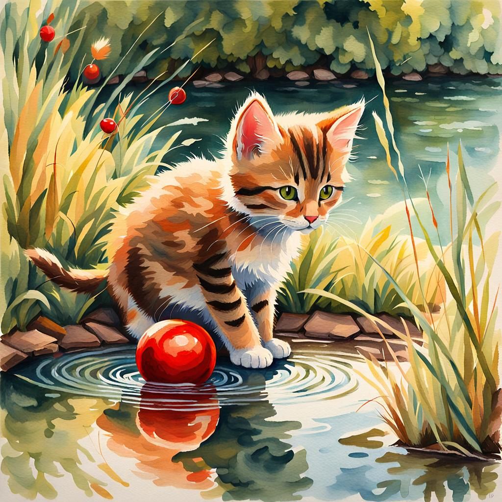 Whimsical Summer Scene in Soft Watercolor