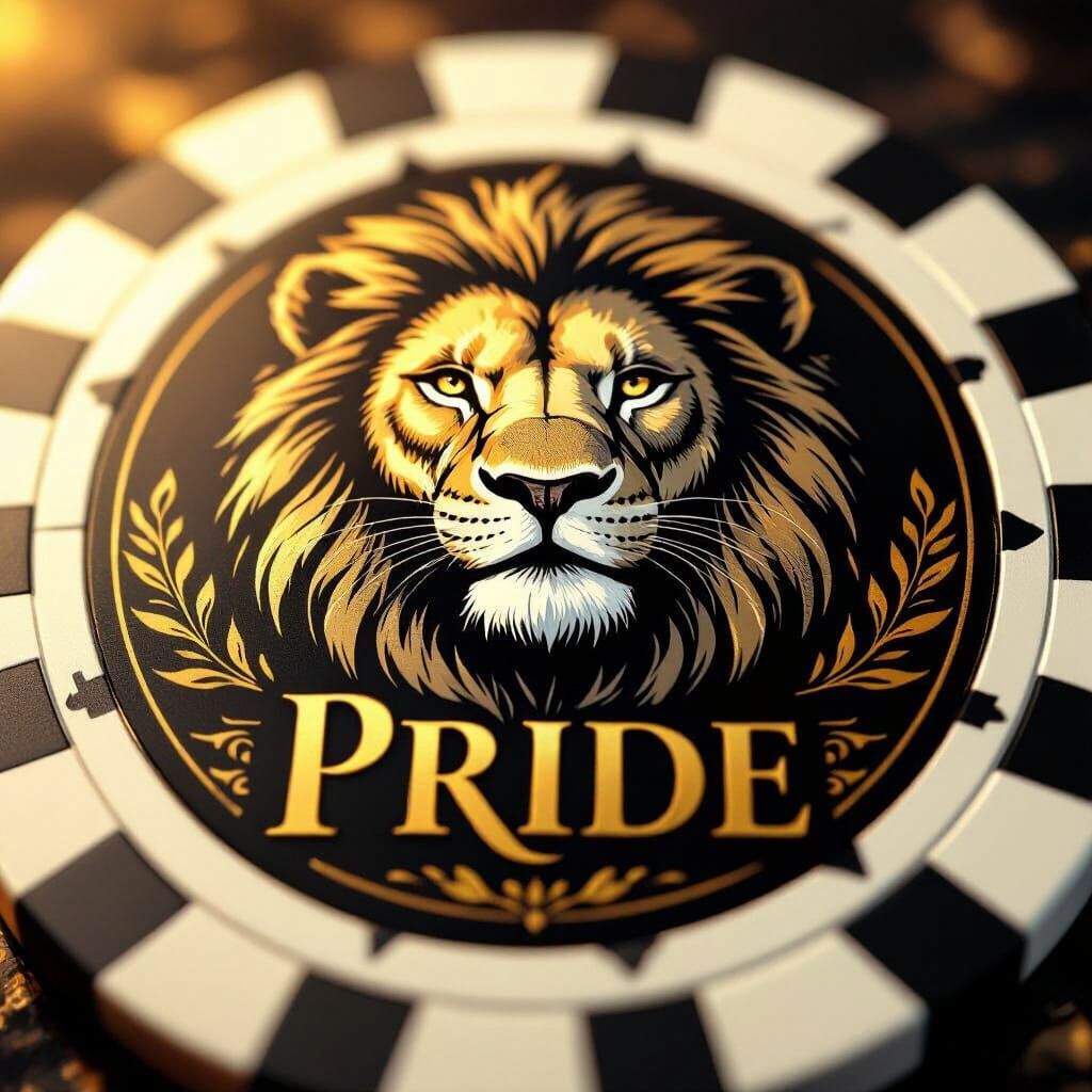 Golden Lion Poker Chip With Pride - Hyperrealistic Digital A...