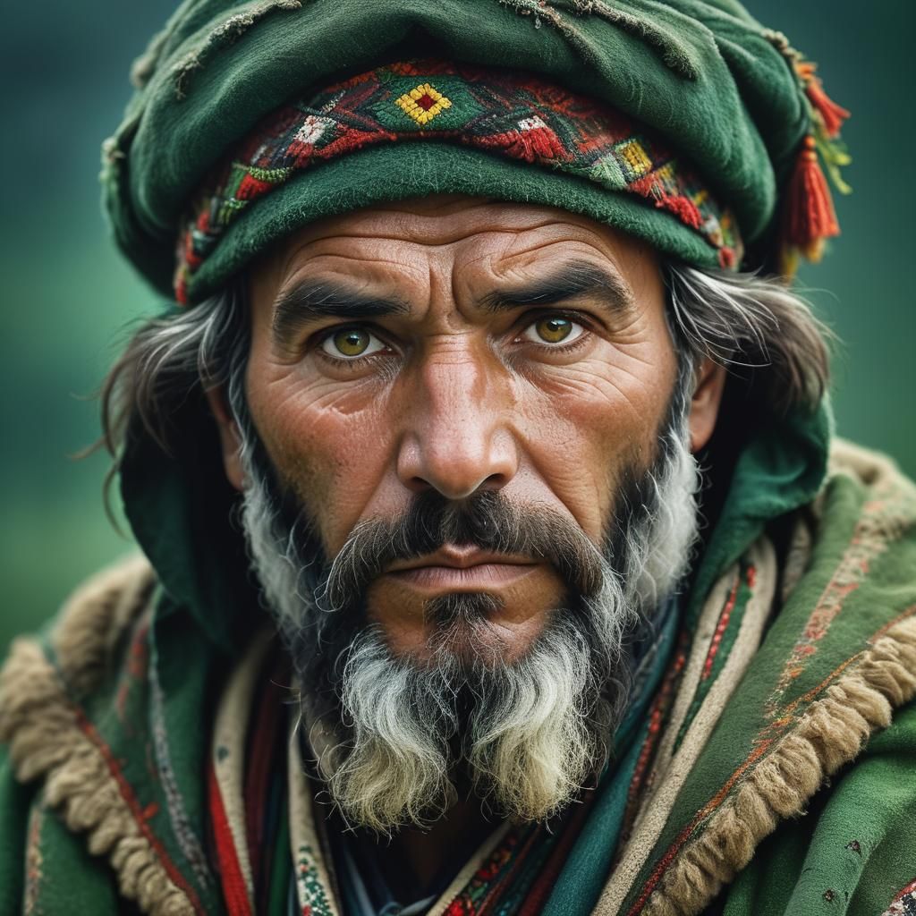 Traditional Shepherd in Moody, Earthy Hues