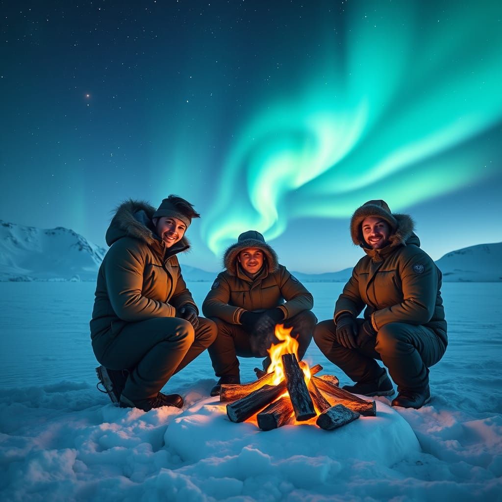 Young Adventurers Gather Around a Crackling Campfire in the ...