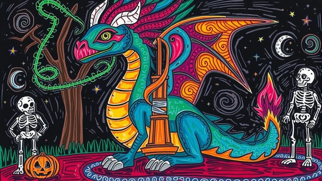 Friendly Aztec Feathered Dragon Protects Lost Child from Nig...