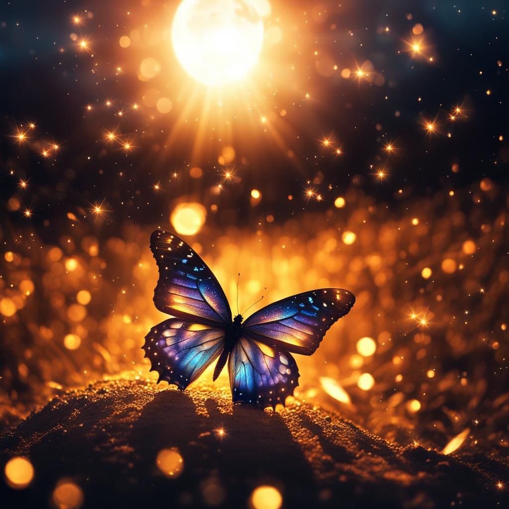 Legendary Butterfly Shines in Golden Sunset Glow