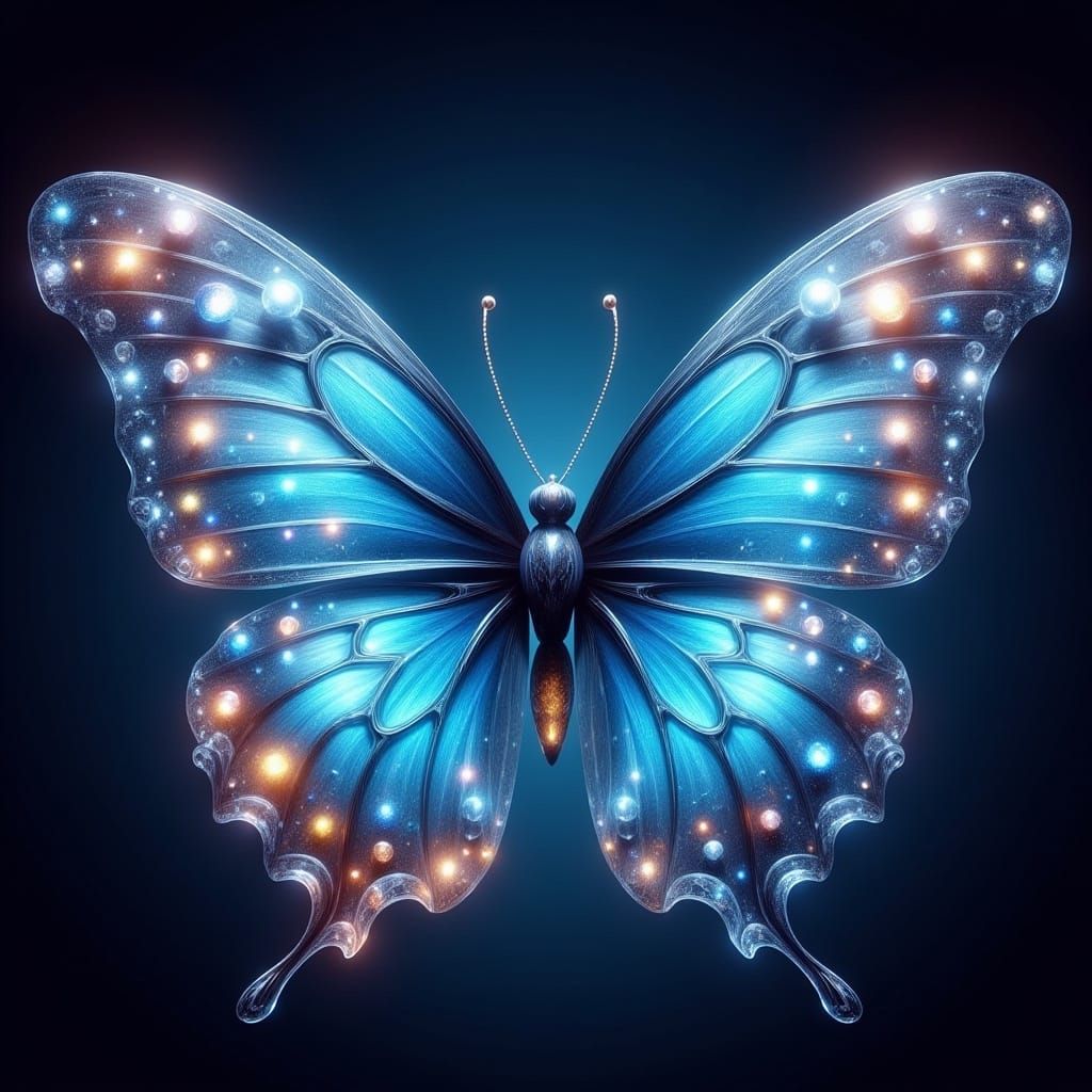 Iridescent Blue Butterfly in Whimsical Enchantment