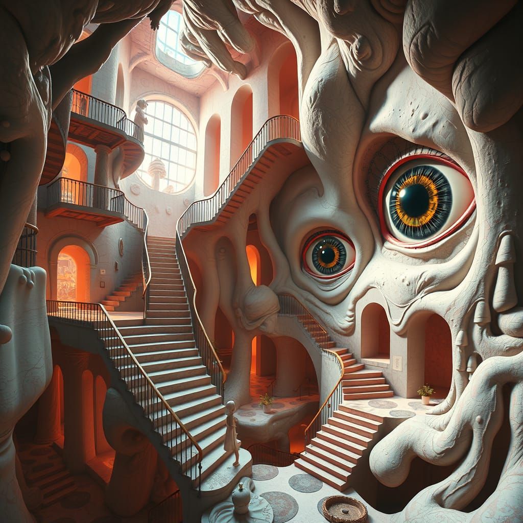 Surreal Dreamscapes in M.C. Escher-Inspired Style