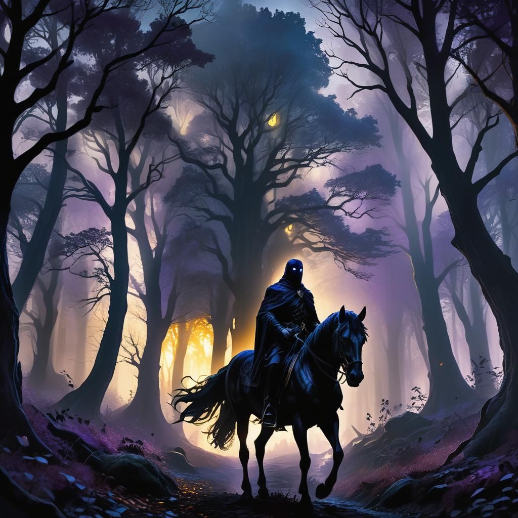 Darkling Rides Through Mysterious Dark Woods in Elegant Goth...