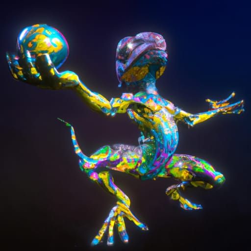 Galactic Warrior in Futuristic Holographic Martial Arts