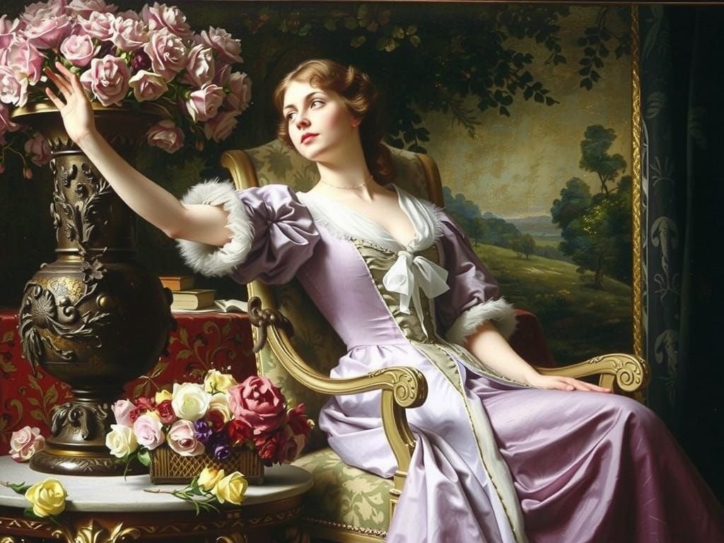 Elegant Woman in Purple Dress: Chakhorsky Style