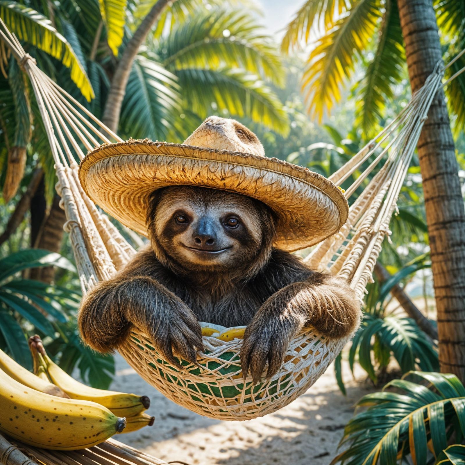 Sloth's Caribbean Siesta: Watercolor Dream