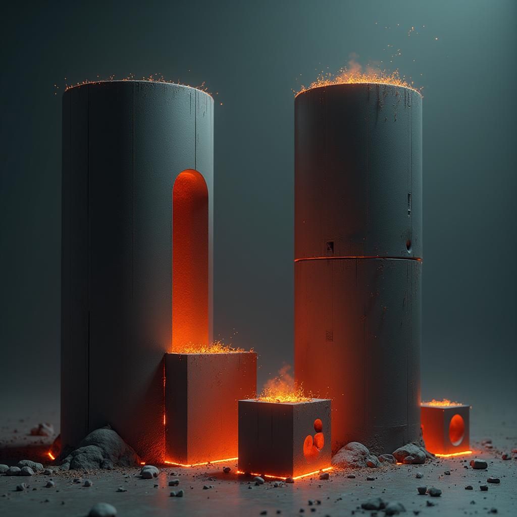 Fantasy Concept Art: Intricate Cuboids and Cylinders in Matt...