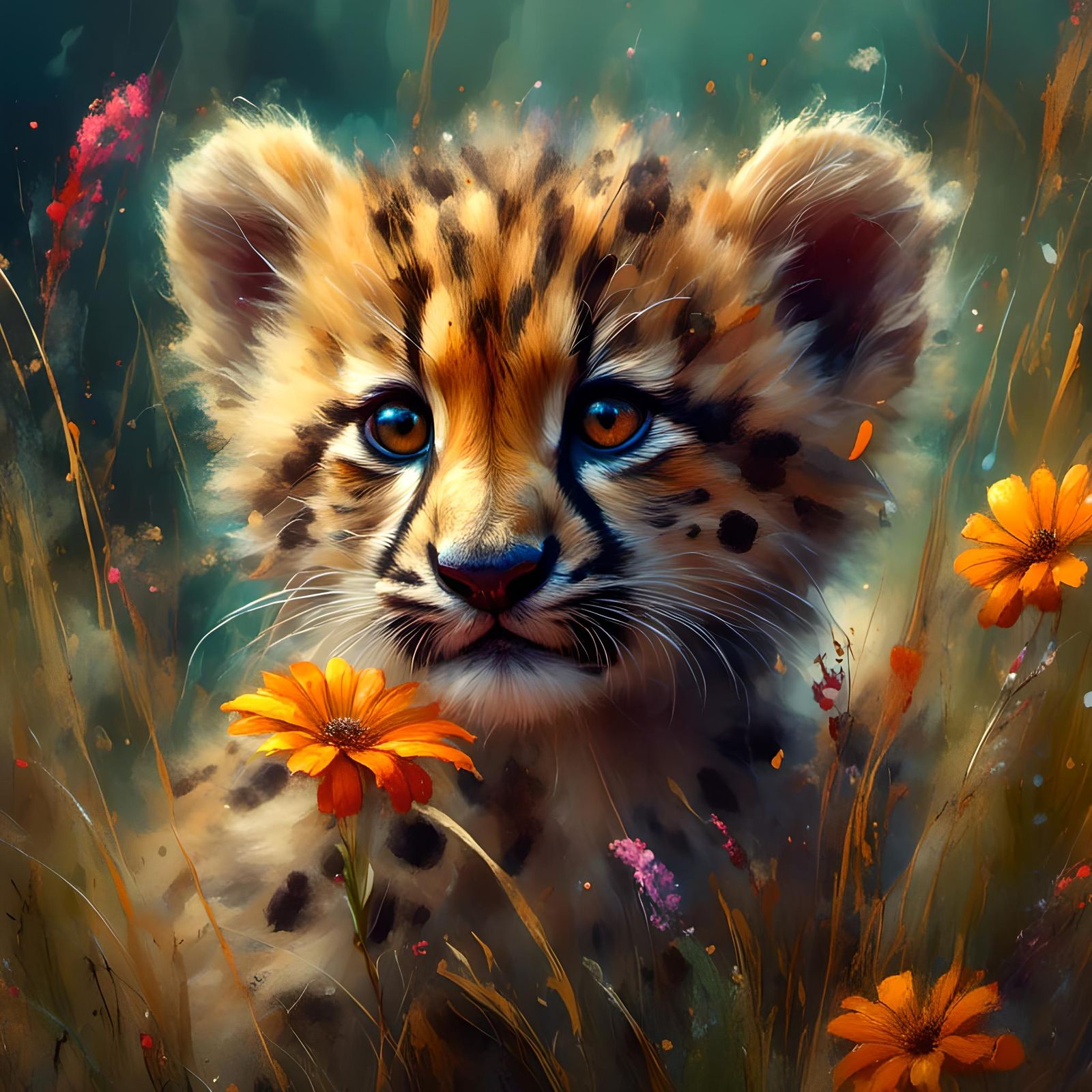 Whimsical Jungle Discovery in Neon Grunge Style