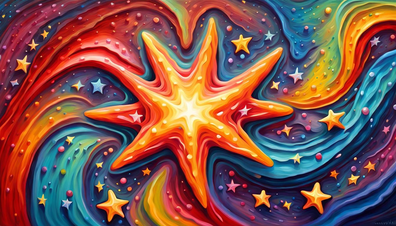 Vibrant Star Birth in Impasto Oil Paint