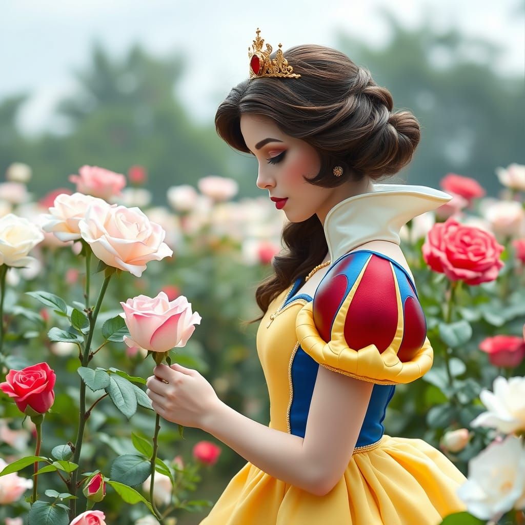 Fairytale Princess in a Vibrant Rose Garden