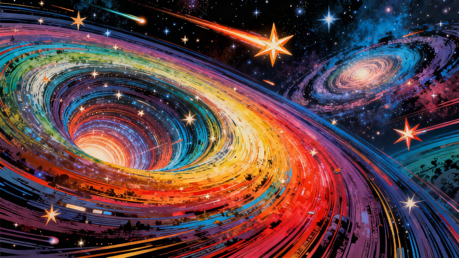 Cosmic Vortex Tunnel of Star Creation Painting