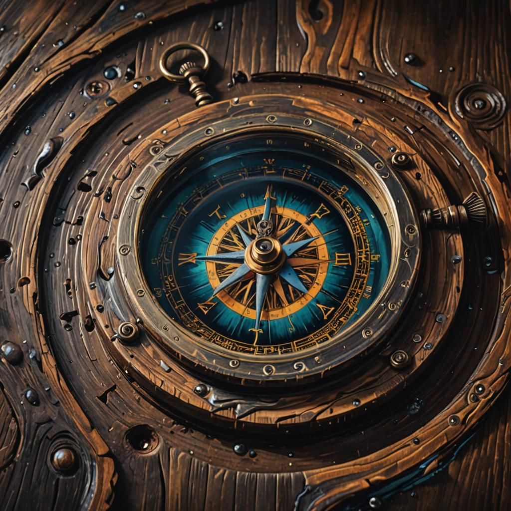 Surreal Compass Ignoring True North in Ethereal Glow