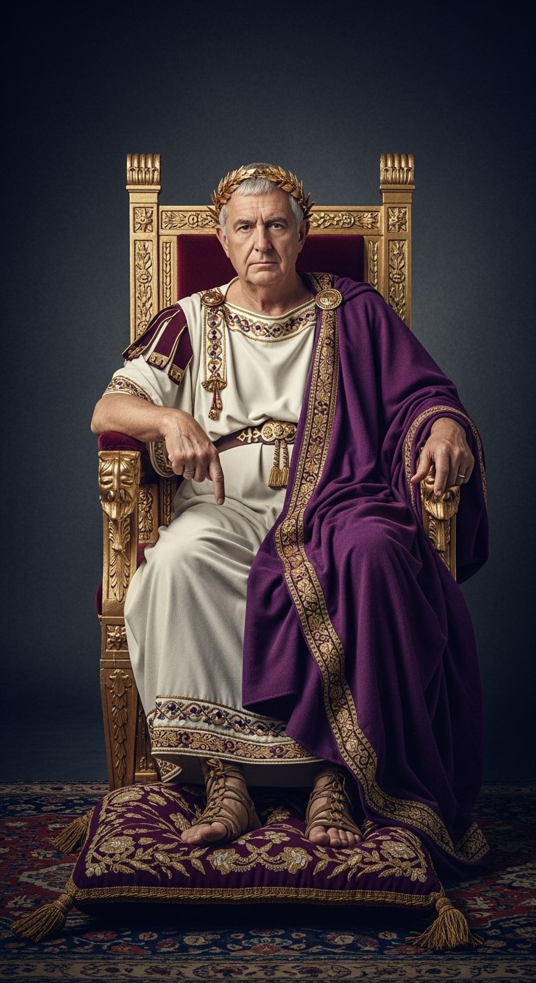 Roman Emperor on Gold Throne in Photography Style