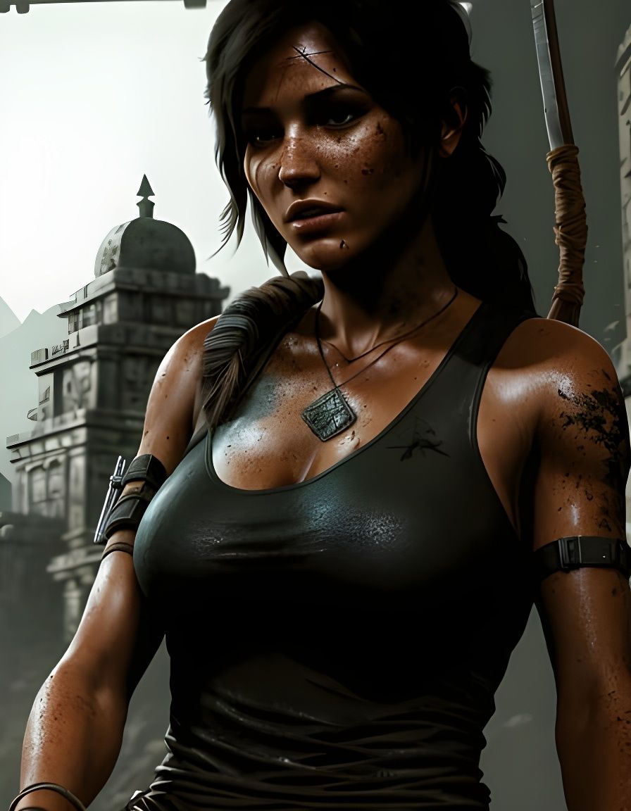 A Portrait of Lara Croft in Classic Tomb Raider Attire