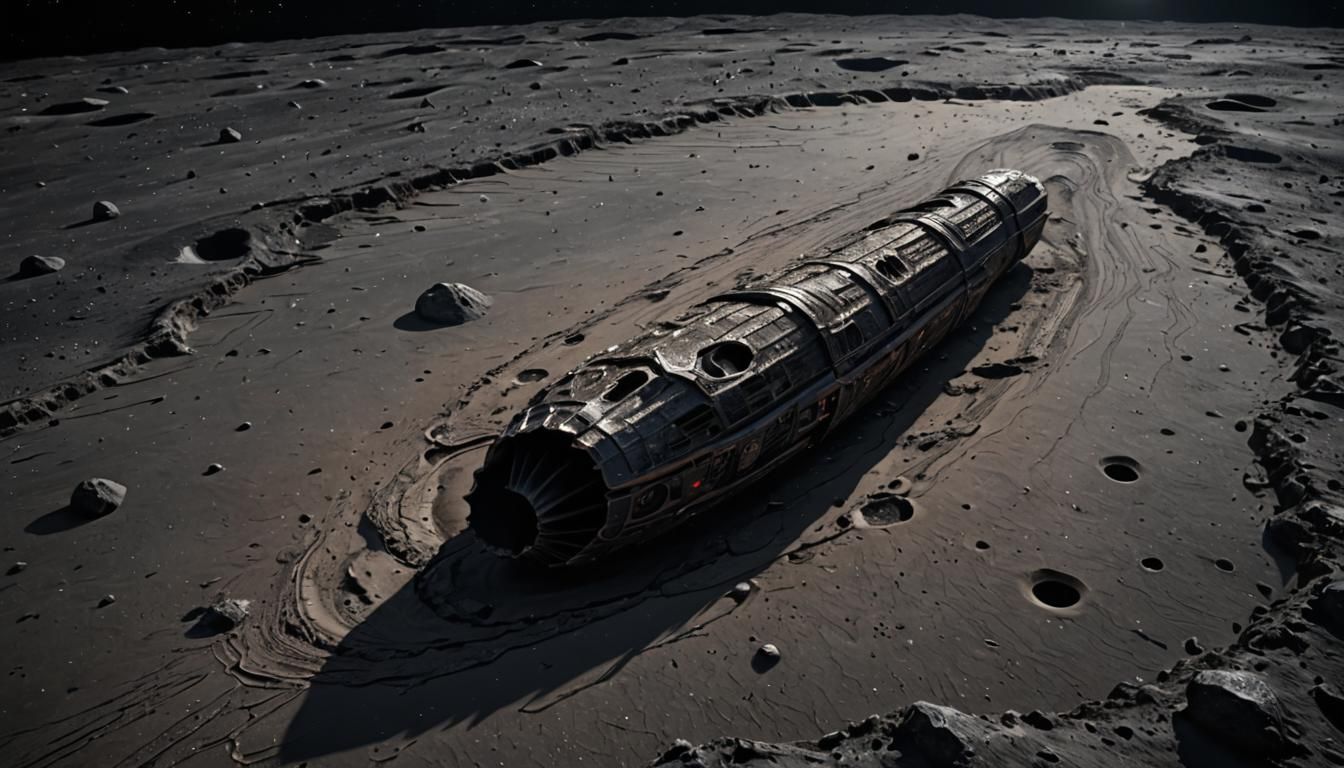 (oumuamua) lies in the sand on the surface of the moon. Ther...