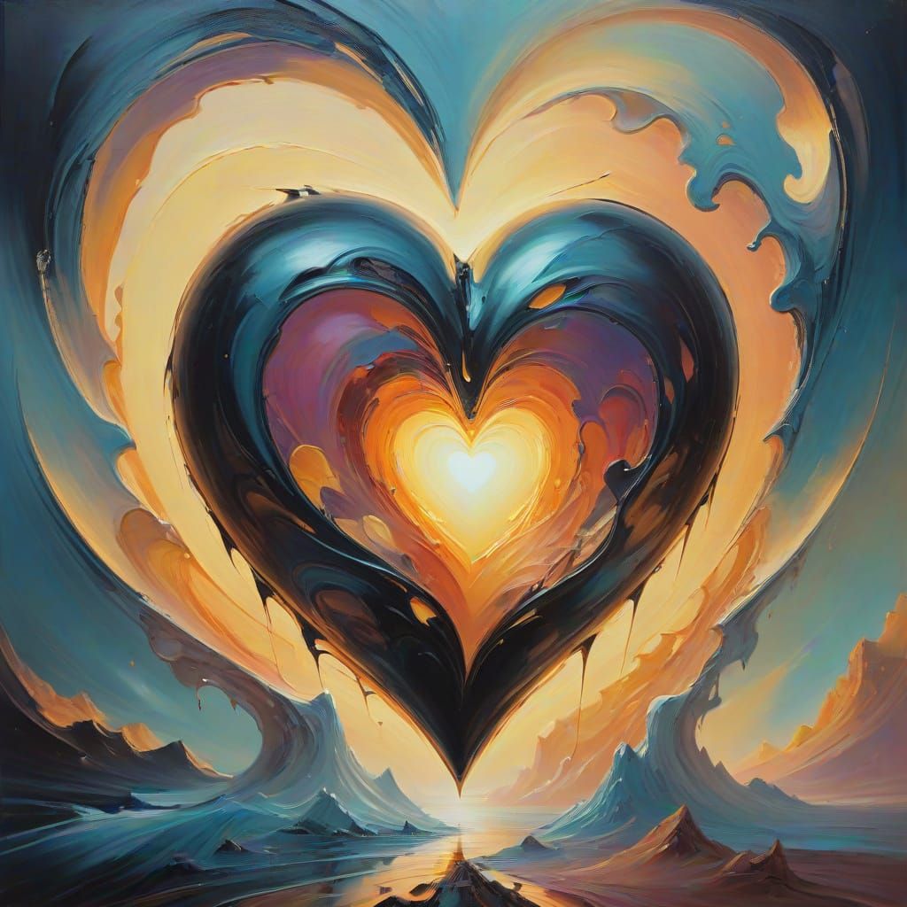 Heart in the Void: A Surreal Oil Painting