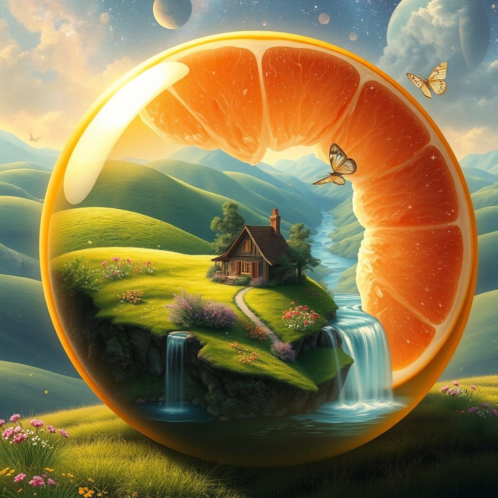 Glowing Crystal Grapefruit Reveals Whimsical Fantasy Landsca...