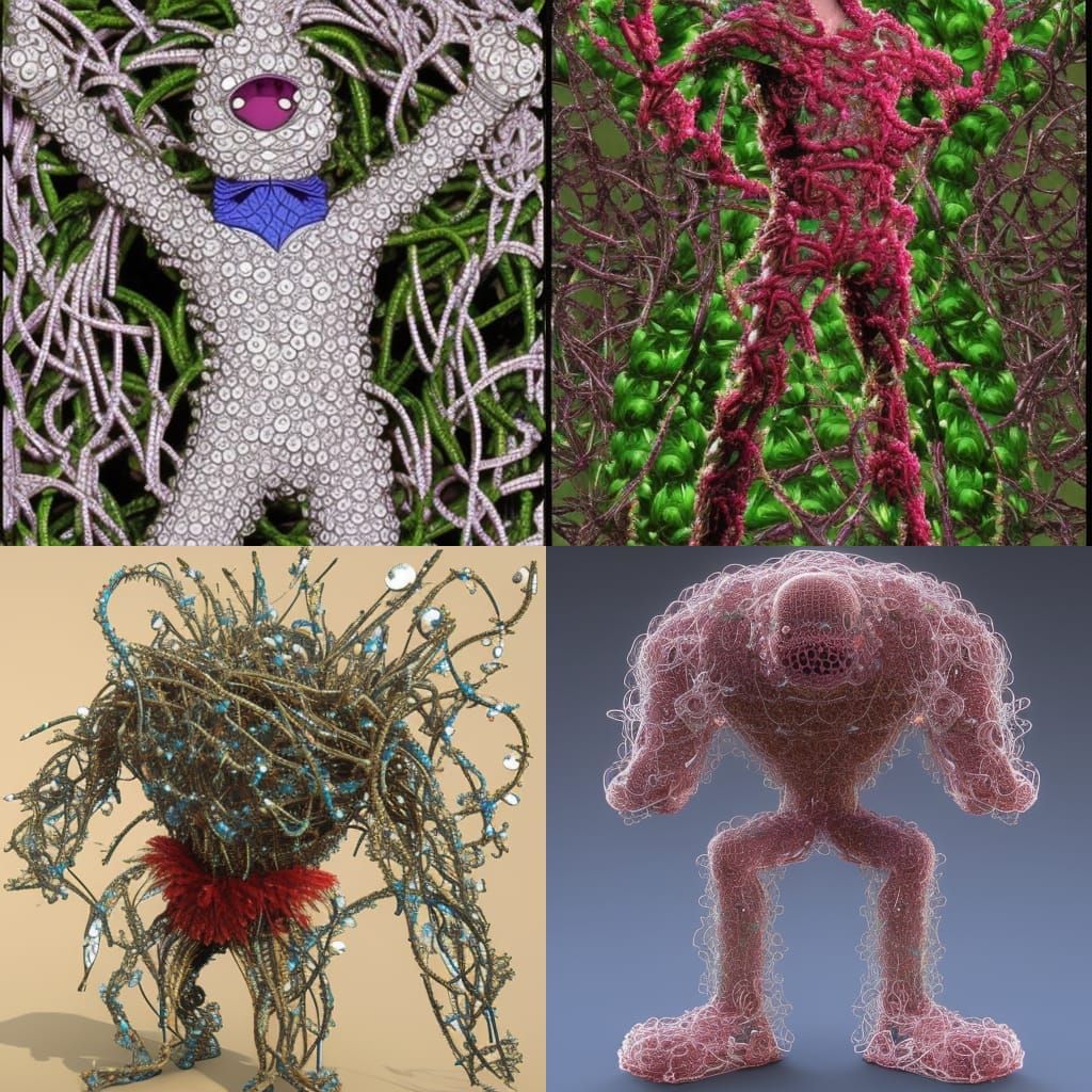 Fractured Crystal Botanist in a Cyberpunk Landscape