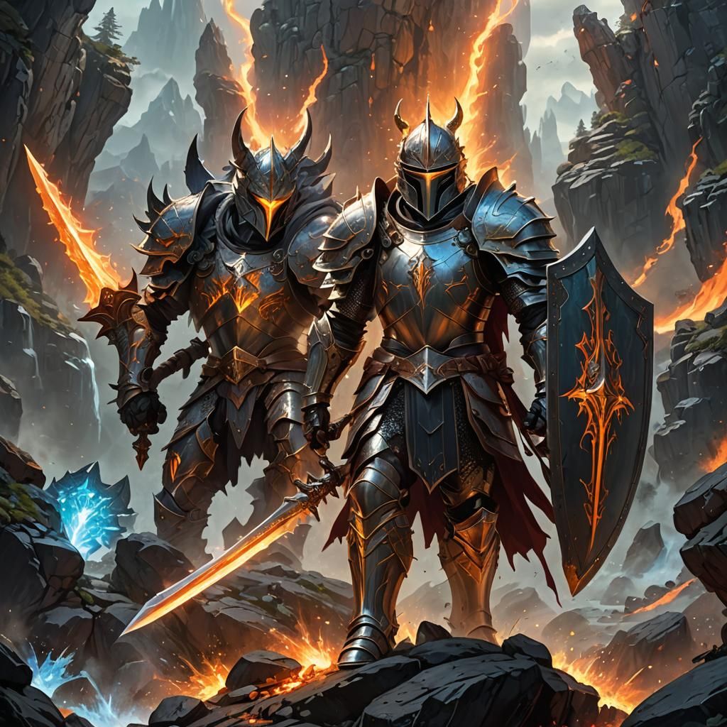 Legendary Knight in Ancient Plate Armor