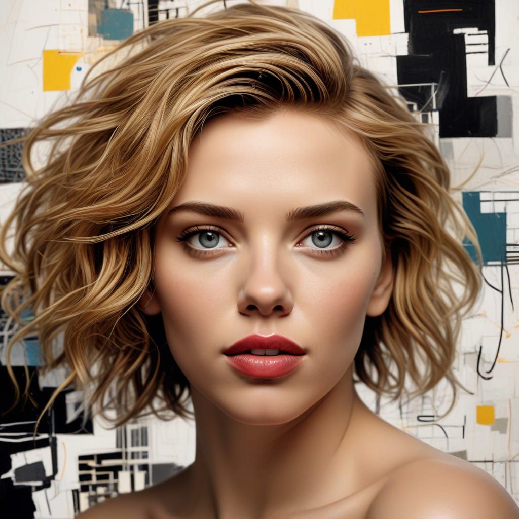 Portrait of Scarlett Johansson in Vibrant Expressionist Styl...