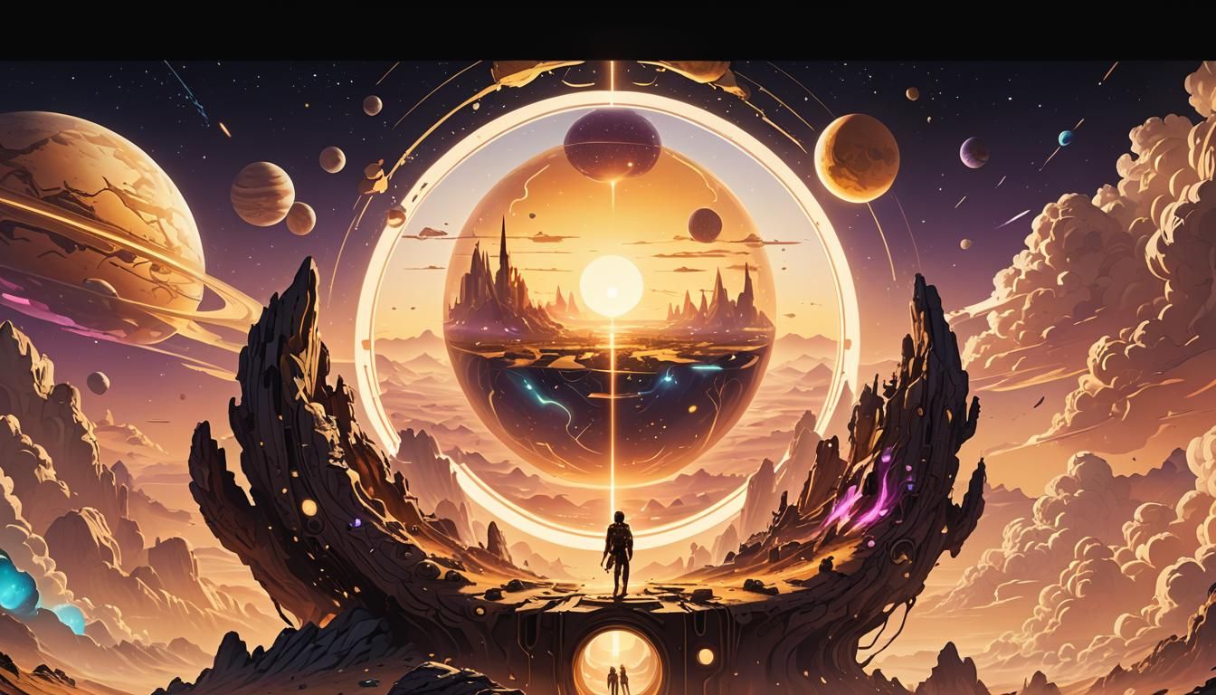 Ethereal Cosmic Odyssey at Golden Hour