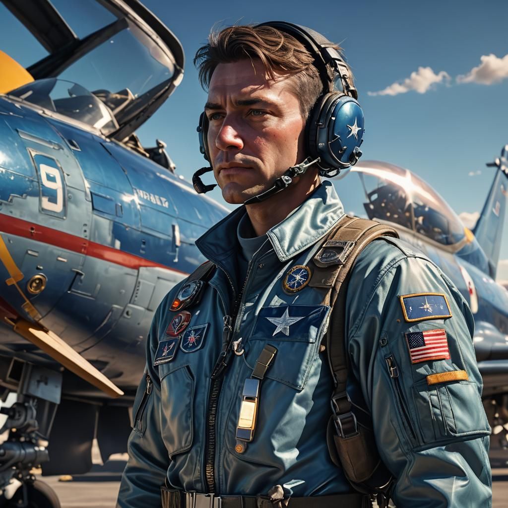 Hyperrealistic US Air Force Pilot in Flight Suit