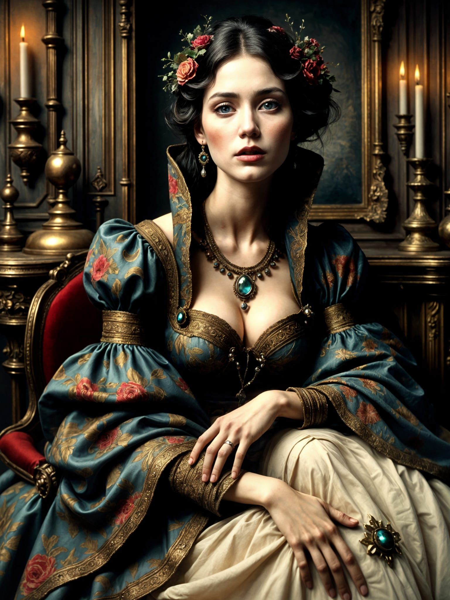 Renaissance Woman's Sadness in Emotional Portrait