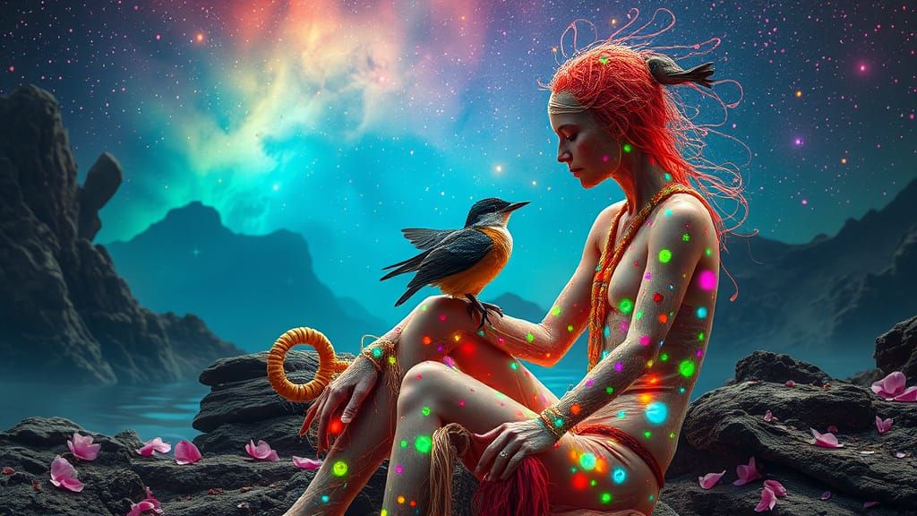 Mystical Shaman in Trance, Leaving Body into Non-Physical Re...