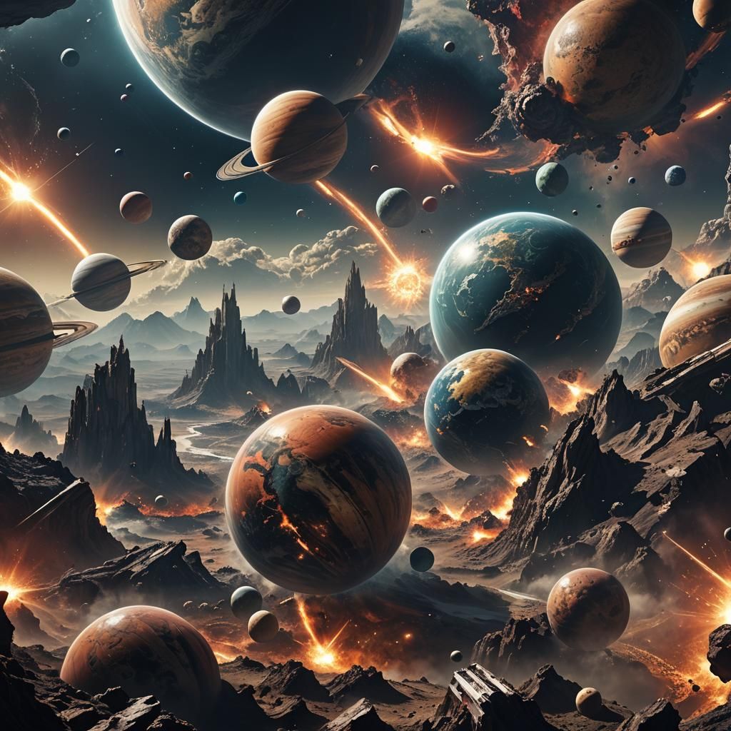 Epic Planetary Collision in Dramatic Digital Art