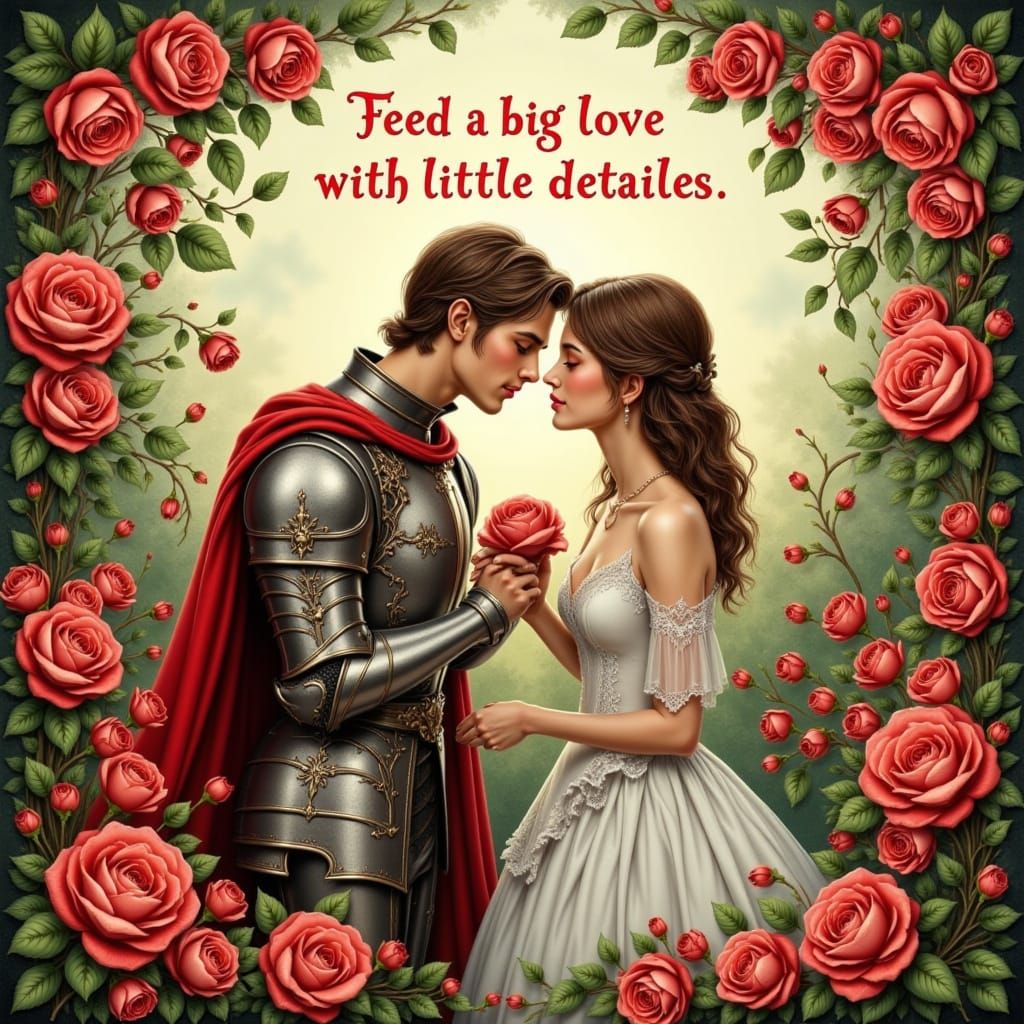 Knight Serenades Maiden in Sunlit Garden