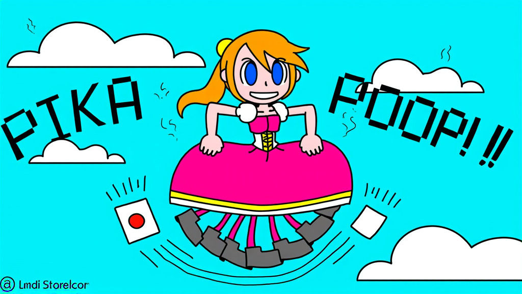 Whimsical Princess in Flight, Vibrant Cartoon Illustration