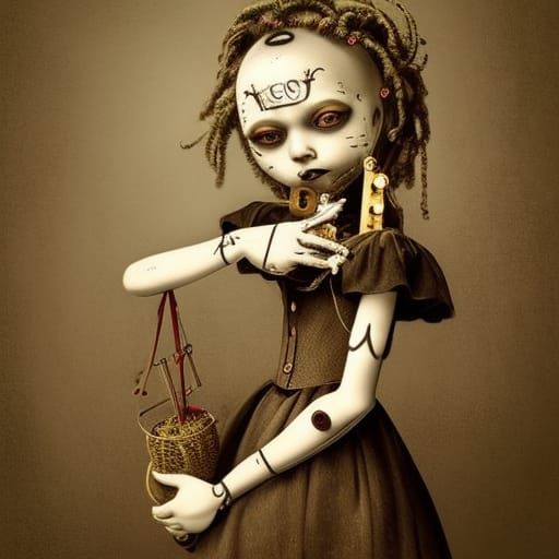 Gothic Voodoo Doll Girls in Mechanical Realism Style