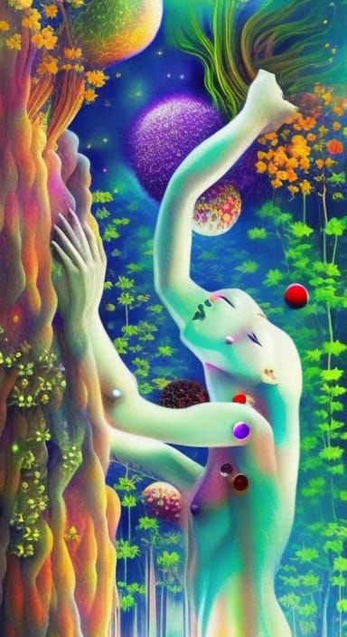 Enigmatic Jungle Goddess in Whimsical Perspective