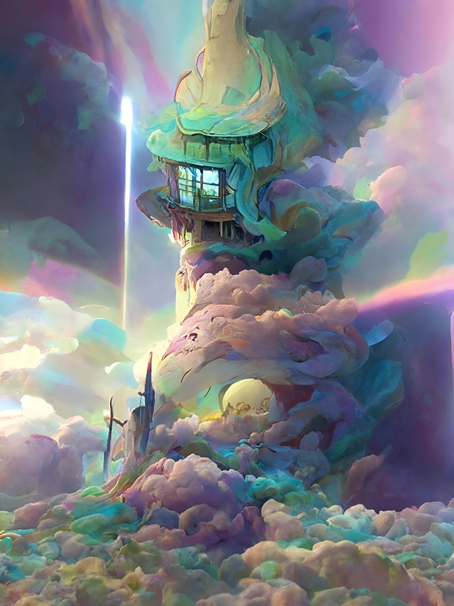 Surreal Futuristic Laboratory Radiates Celestial Light