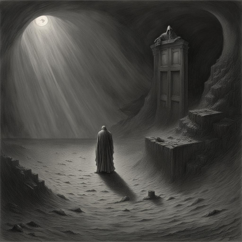 Dark Ephemeral Landscape Sinking into Eternal Darkness