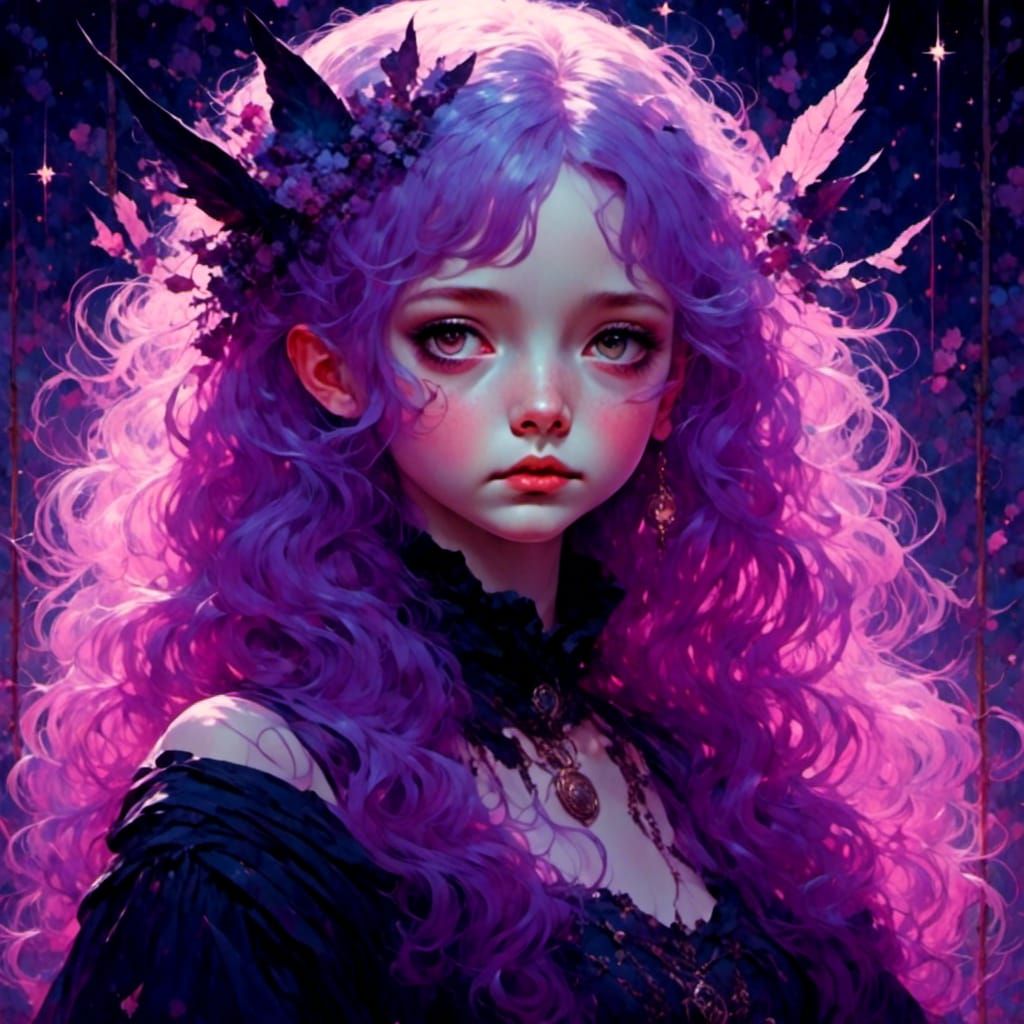 Enchanted Purple Pixie Ignites Cosmic Light