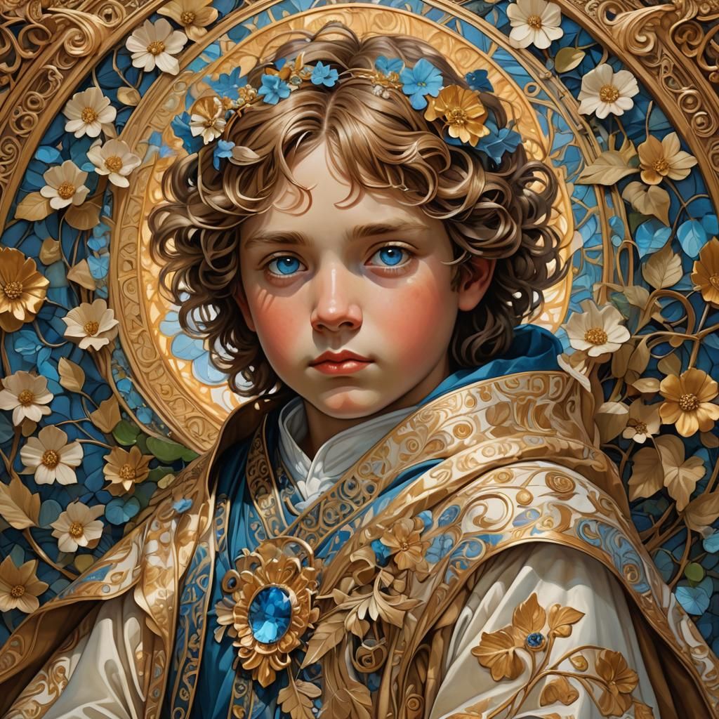 Ethereal Golden Boy in Ornate Robes