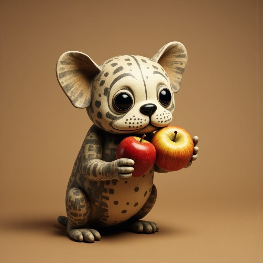 Cute Bulldog Holding an Apple