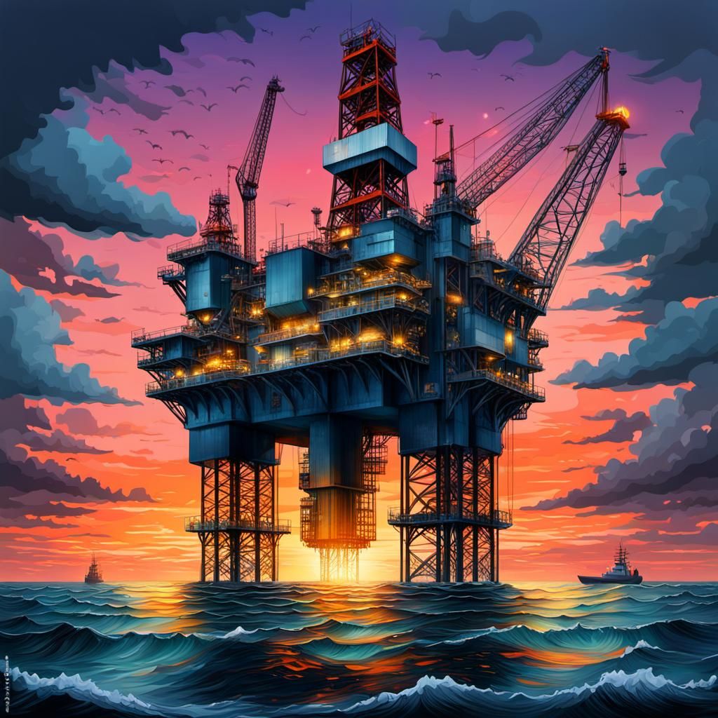 Offshore drilling rig in the North Sea
