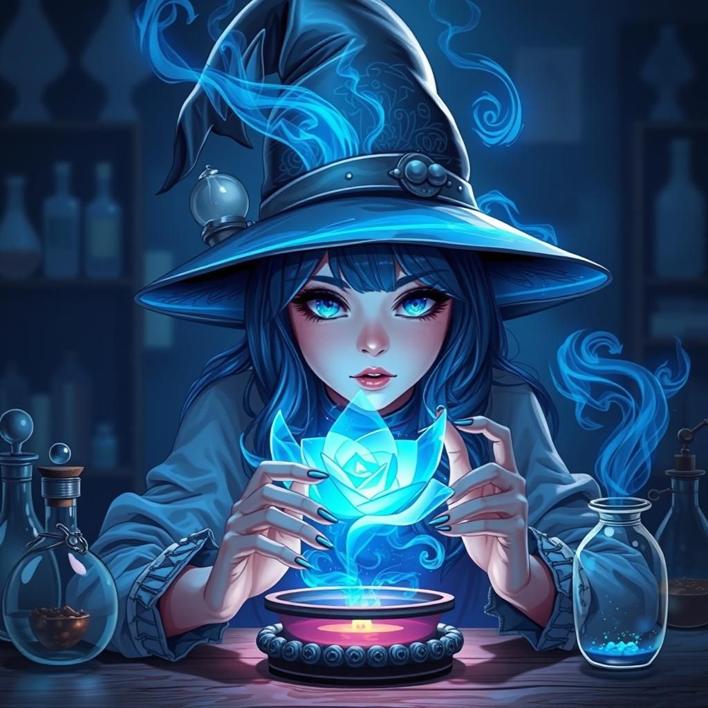 Ethereal Alchemist Girl Enchants with Wizardry and Mystery
