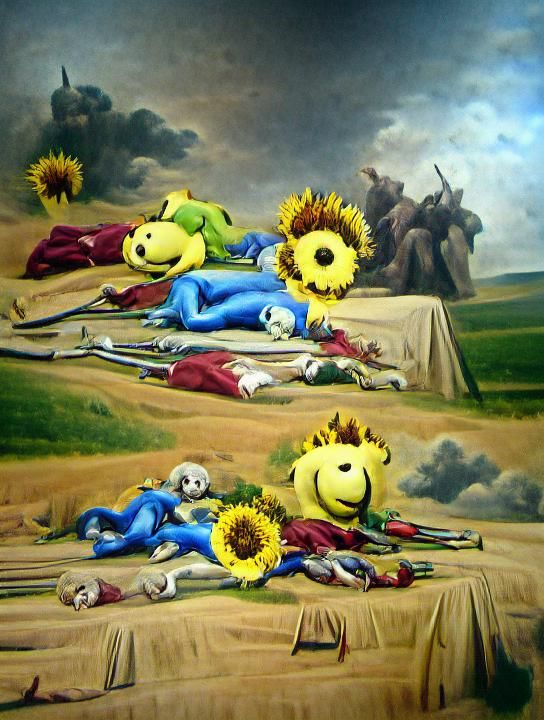 Dead Teletubbies amidst a Field of Sunflowers in Enlightenme...