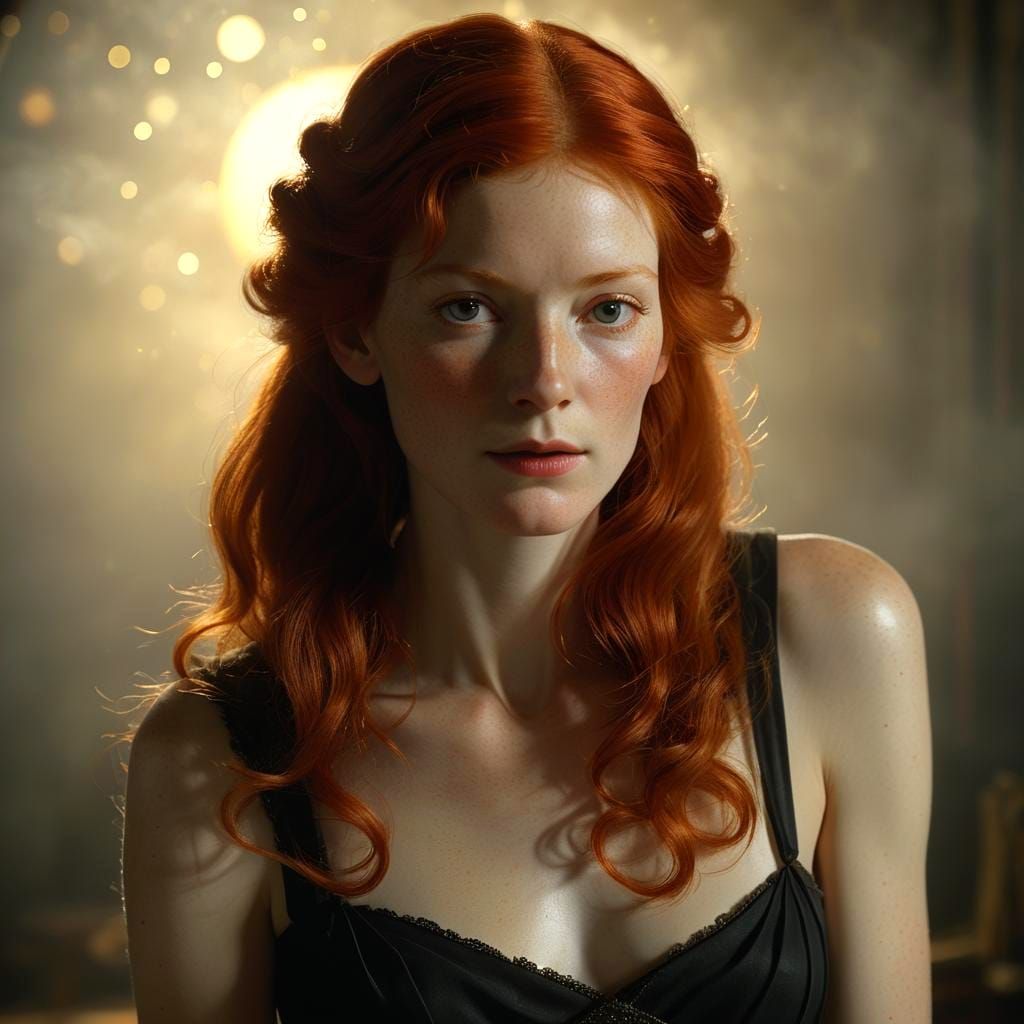 Photorealistic Portrait of a Gorgeous Red-Haired Woman