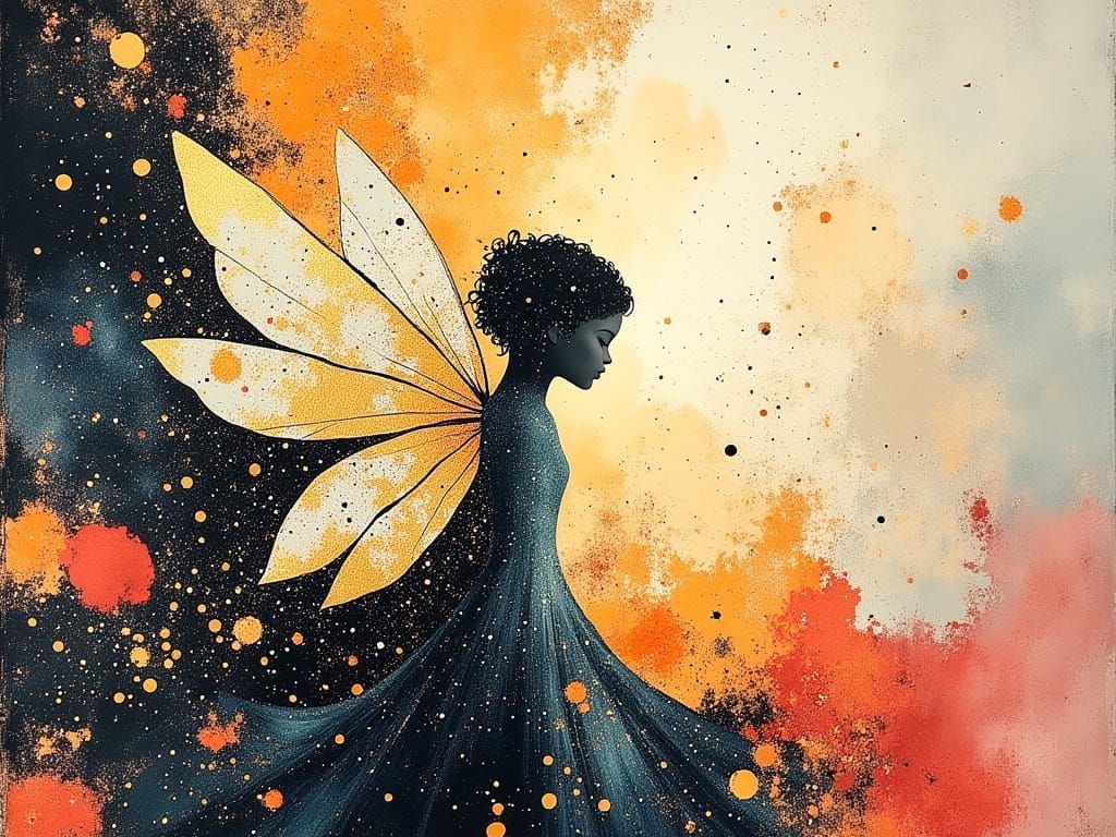 Fairy in Swirling Watercolor Vortex