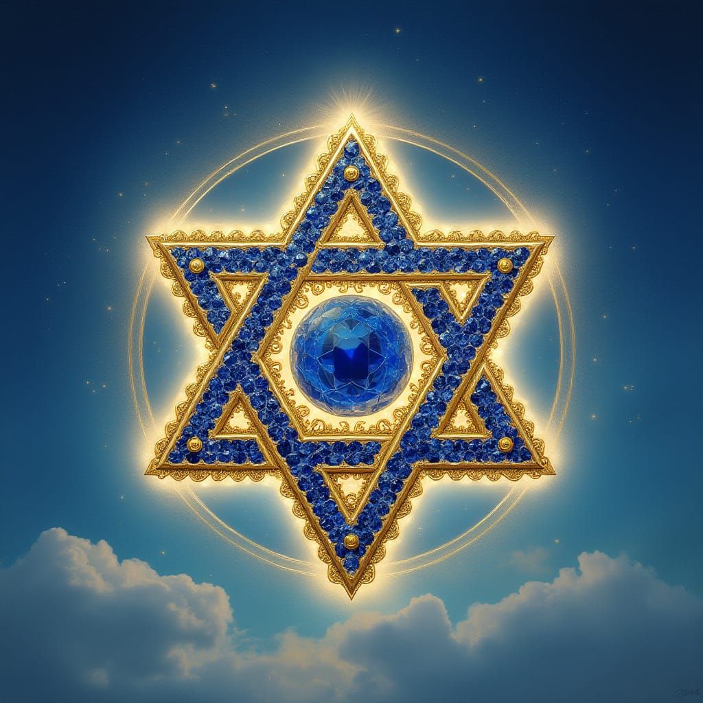 Ethereal Star of David in Art Nouveau Splendor