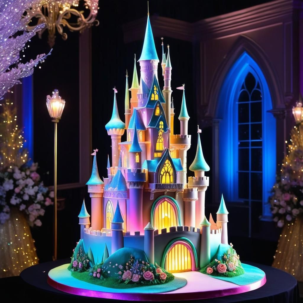 Enchanting Storybook Castle Cake in Pastel Hues