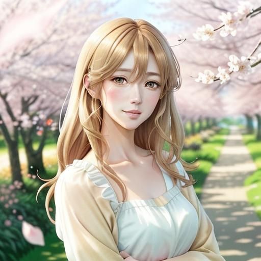 Springtime Anime Boy with Messy Brown Hair and Gentle Smile