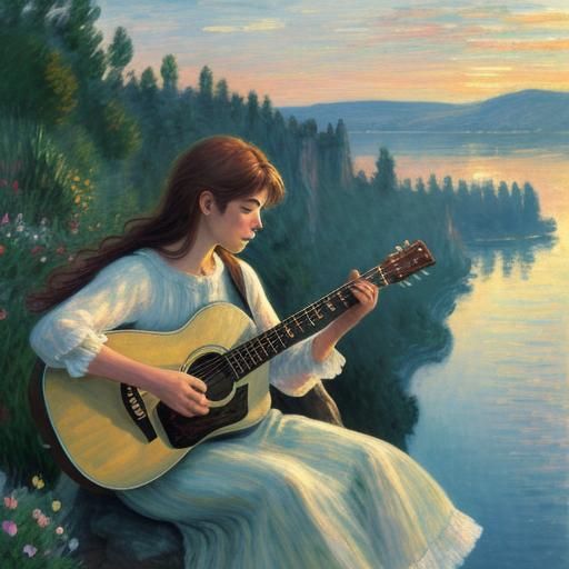 Guitarist in Sunset Serenade